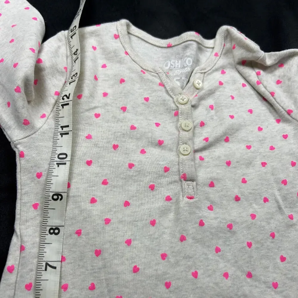 OshKosh B’gosh‎ Girls Beige Pink Heart Long Sleeve Shirt Size 5T